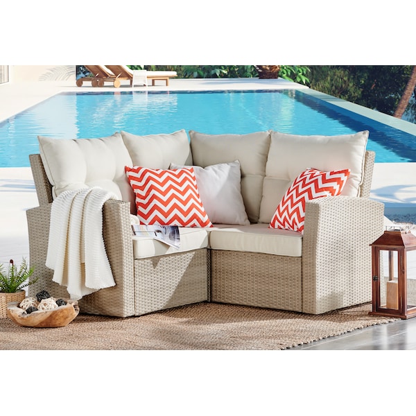 Alaterre Furniture Canaan All-Weather Wicker Corner Sectional Sofa with Cushions AWWC01225CC